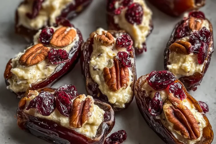 Cranberry Pecan Cream Cheese Stuffed Dates Close-up