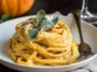 Creamy Pumpkin Pasta Sauce on Spaghetti