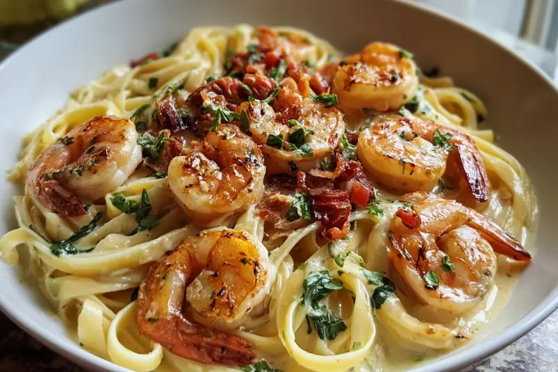 shrimp pasta in cream sauce