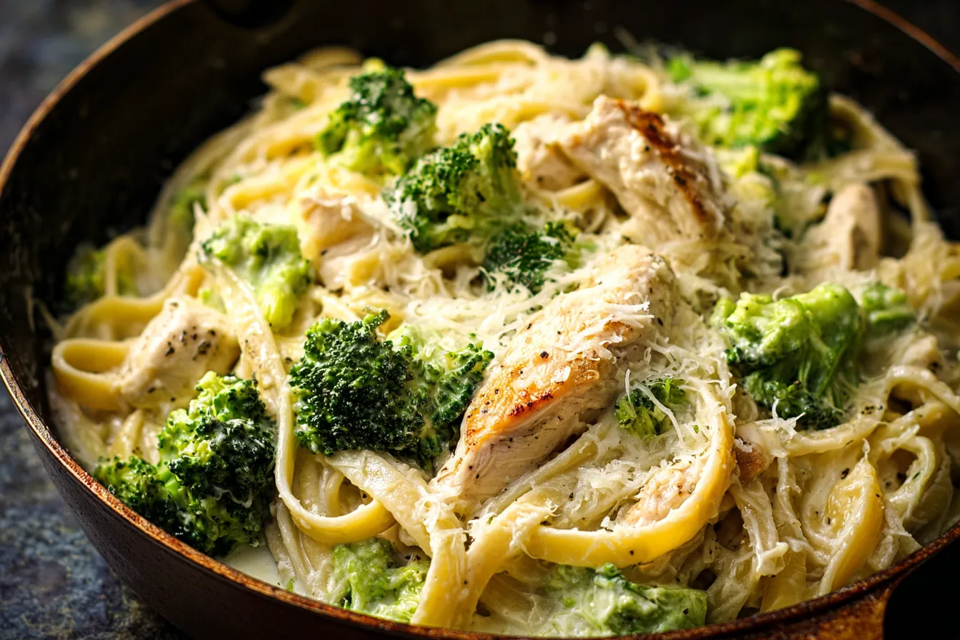 Crock Pot Chicken Alfredo with Broccoli in a Creamy Sauce
