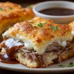 Delicious French Dip Squares Ready to Serve