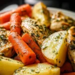 Delicious Slow Cooker Garlic Butter Chicken & Veggies Plate