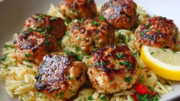 Greek Chicken Meatballs with Lemon Orzo Dinner Platter