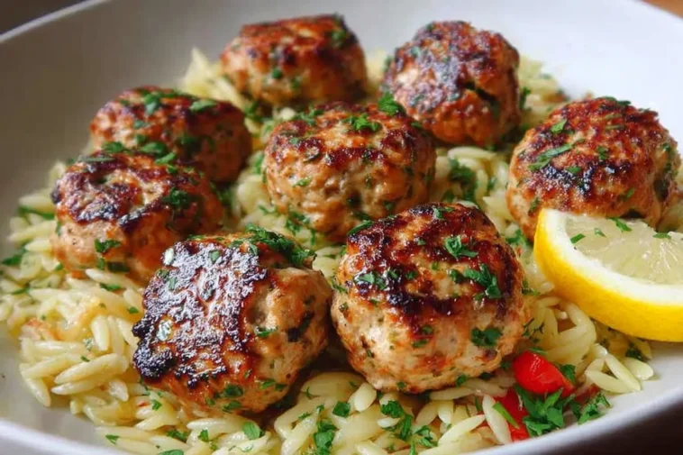 Greek Chicken Meatballs with Lemon Orzo Dinner Platter