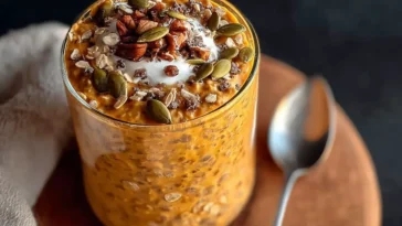 High Protein Pumpkin Overnight Oats in a Jar