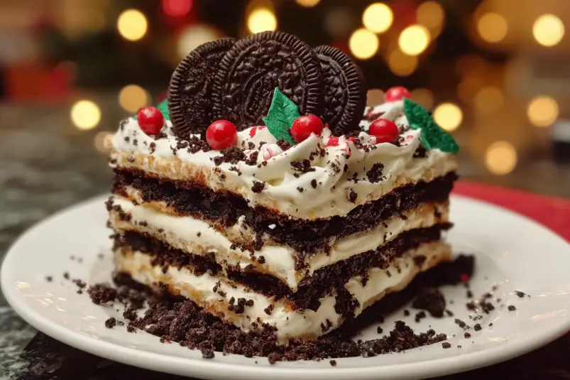 No-Bake Christmas Oreo Lasagna: A Festive Dessert You’ll Love 4 festive Oreo pudding dessert