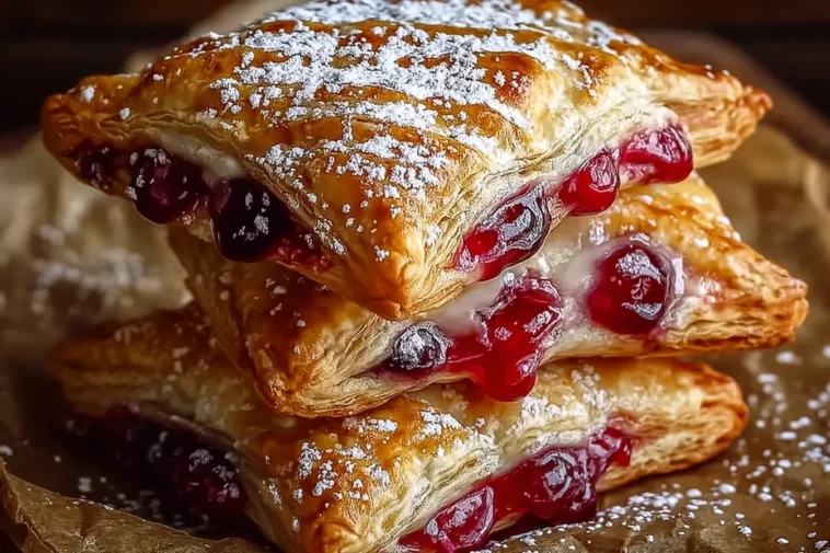 Homemade Cherry Puff Turnovers Freshly Baked