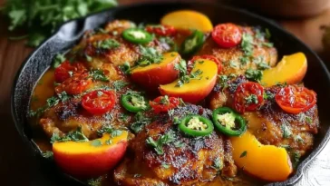 Jalapeno Peach Chicken Served with Fresh Herbs