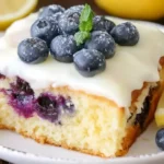 Lemon Blueberry Cake Slices on a Colorful Plate