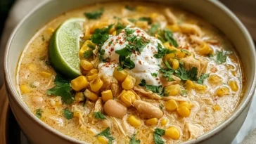 Warm and Creamy Mexican Street Corn White Chicken Chili