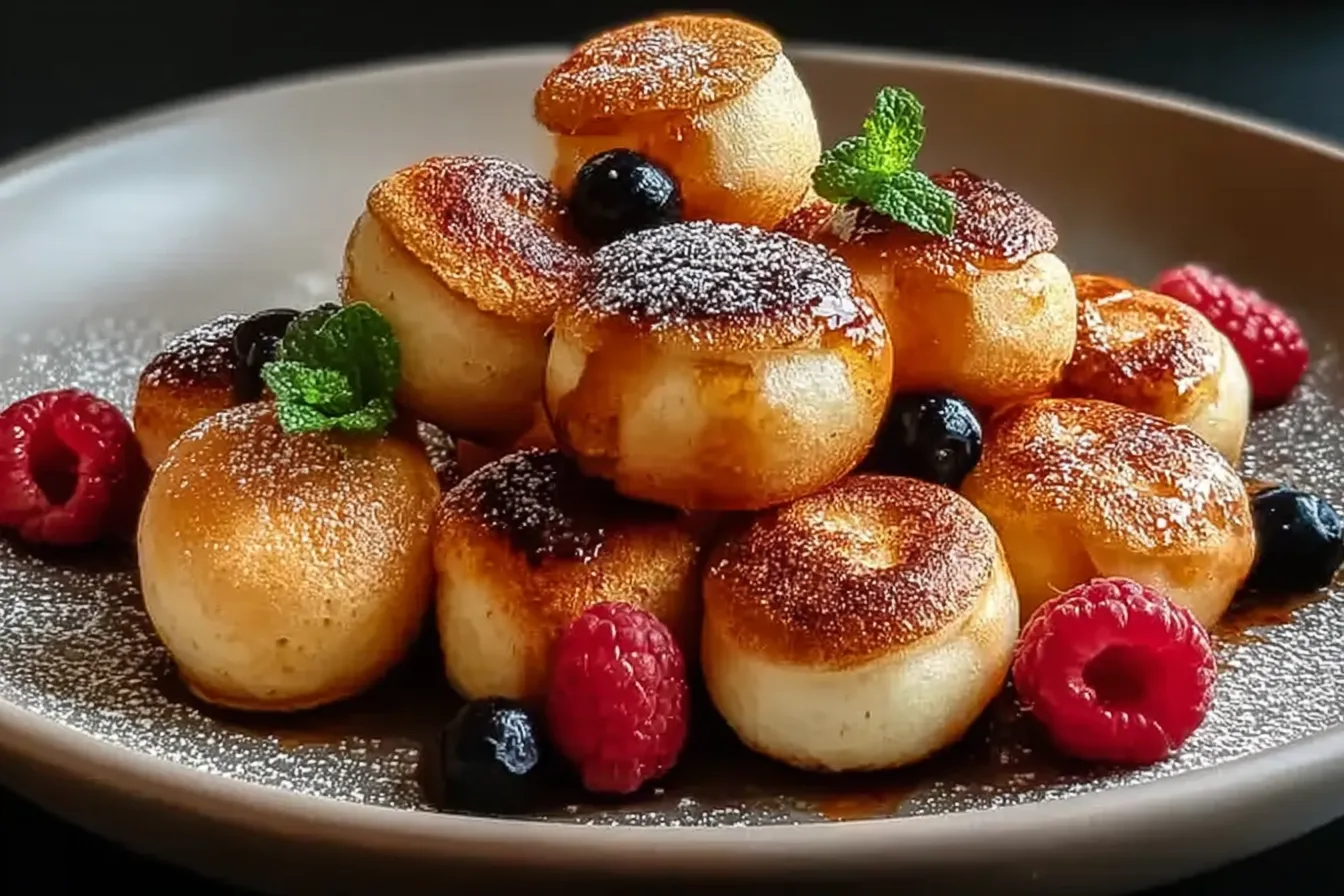 Mini Pancake Poppers: A Fun Twist to Breakfast Bliss! 3 Mini Pancake Poppers in a Bowl