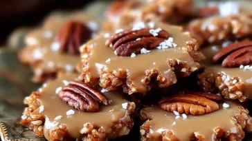 No-Bake Coconut Pecan Praline Cookies Ready to Serve