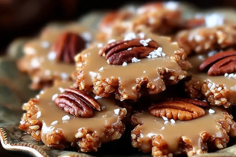 No-Bake Coconut Pecan Praline Cookies Ready to Serve