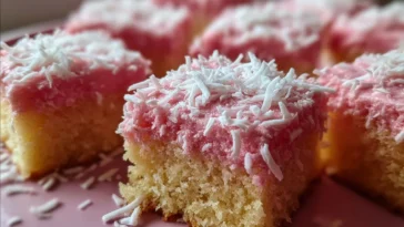 Pink Coconut Snowball Cake Bars - Delicious Dessert Bars