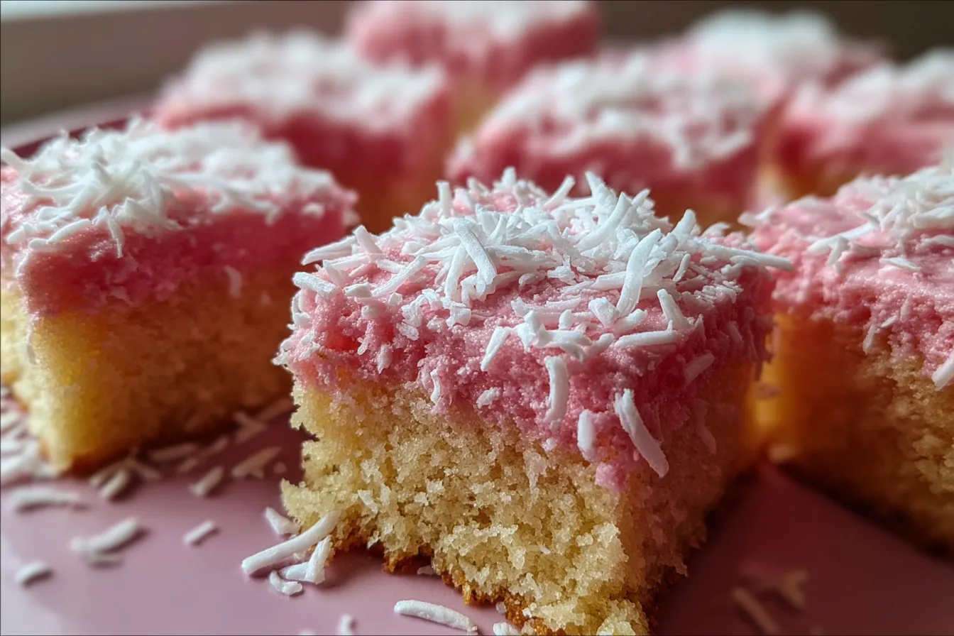 Pink Coconut Snowball Cake Bars: Delightfully Sweet Treats 3 Pink Coconut Snowball Cake Bars - Delicious Dessert Bars