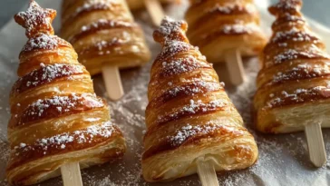 Puff Pastry Christmas Trees on a Festive Table