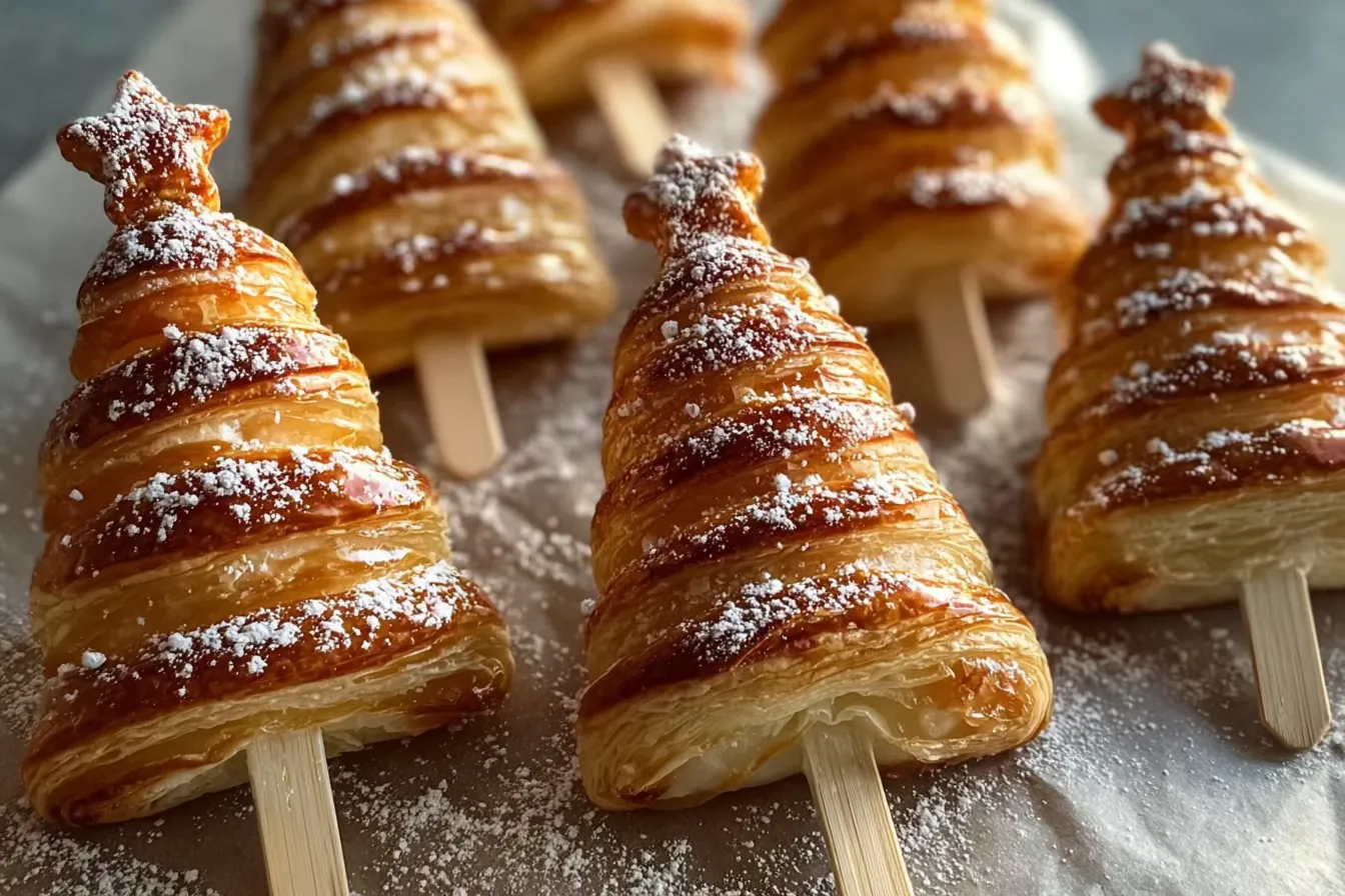 Puff Pastry Christmas Trees: A Festive Delight to Make 3 Puff Pastry Christmas Trees on a Festive Table