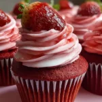 Decadent Red Velvet Pink Buttercream Cupcakes Ready to Serve