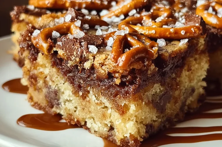 Homemade Salted Caramel Pretzel Blondies