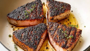 Blackened Ahi Tuna Steaks Ready to Serve