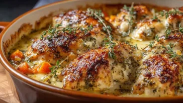 Savory Baked Herb Chicken Casserole Fresh Out of the Oven