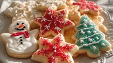 Soft Christmas Sugar Cookies on a Festive Plate