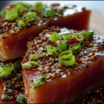 Soy-Ginger Tuna Steaks Plated with Fresh Lime