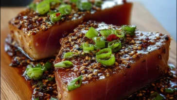 Soy-Ginger Tuna Steaks Plated with Fresh Lime