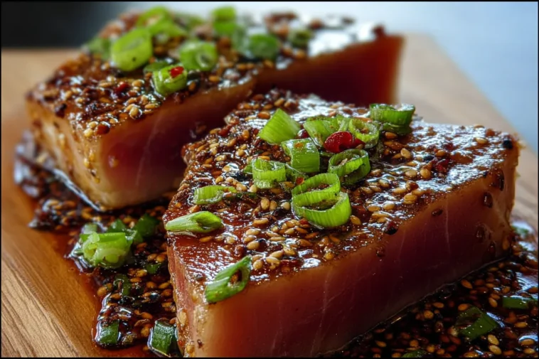 Soy-Ginger Tuna Steaks Plated with Fresh Lime