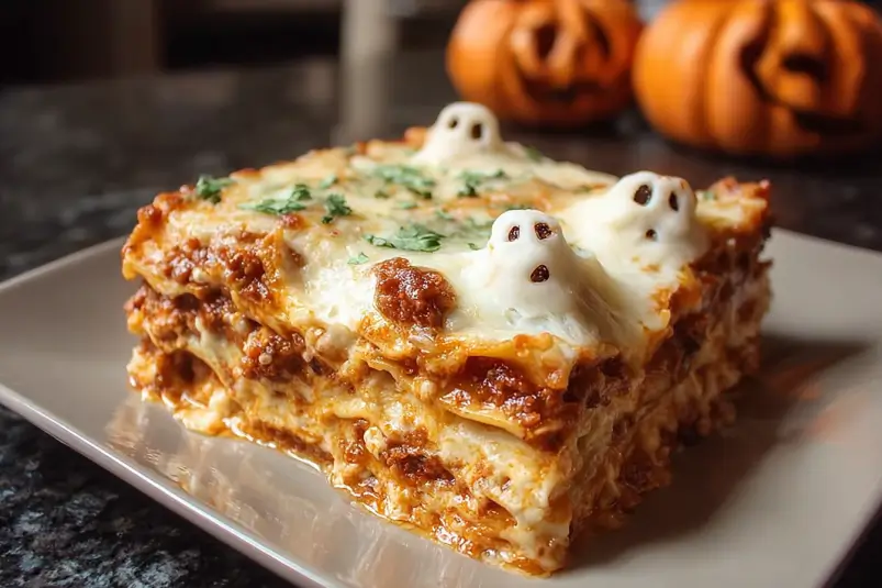 Ghostly Lasagna: A Frightfully Delicious Twist on a Classic Favorite 4 Halloween pasta bake