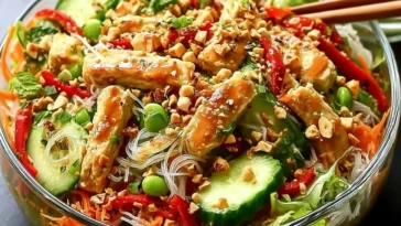 Spring Roll Salad with Spicy Ginger Dressing - Fresh and Flavorful