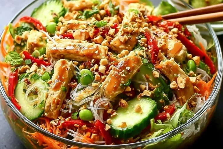 Spring Roll Salad with Spicy Ginger Dressing - Fresh and Flavorful