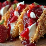Strawberry Crunch Cheesecake Tacos on a Plate