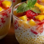 Strawberry Mango Sago Dessert Plated Beautifully