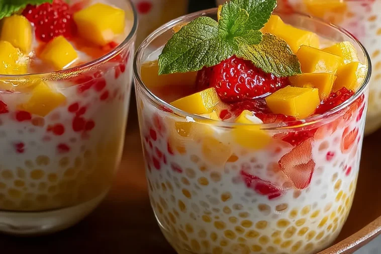 Strawberry Mango Sago Dessert Plated Beautifully