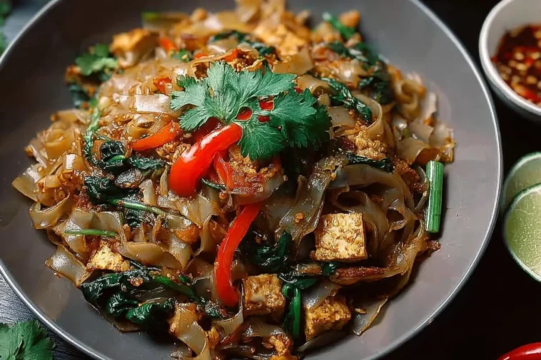 Street Style Thai Drunken Noodles Plated