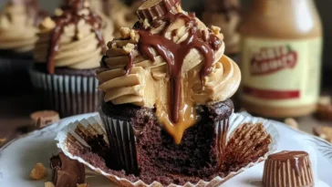 Chocolate Cupcakes with Peanut Butter Filling