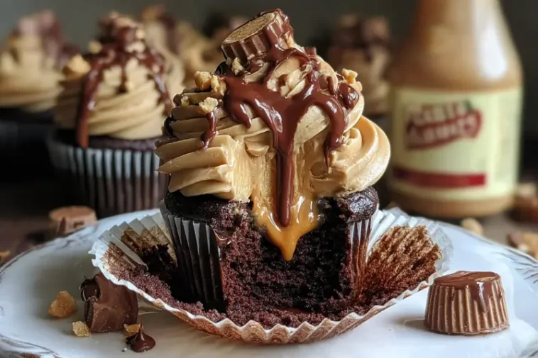 Chocolate Cupcakes with Peanut Butter Filling