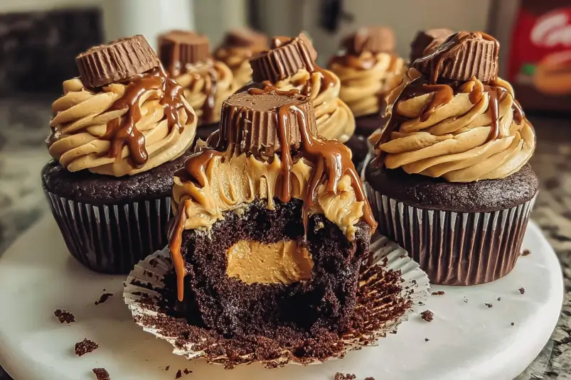 Chocolate Cupcakes with Peanut Butter Filling