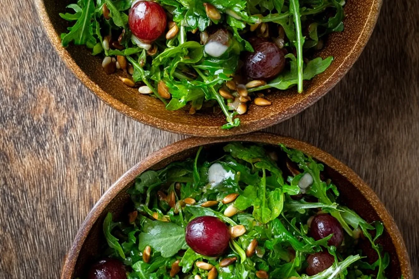 Arugula Salad with Grapes and Sunflower Seeds