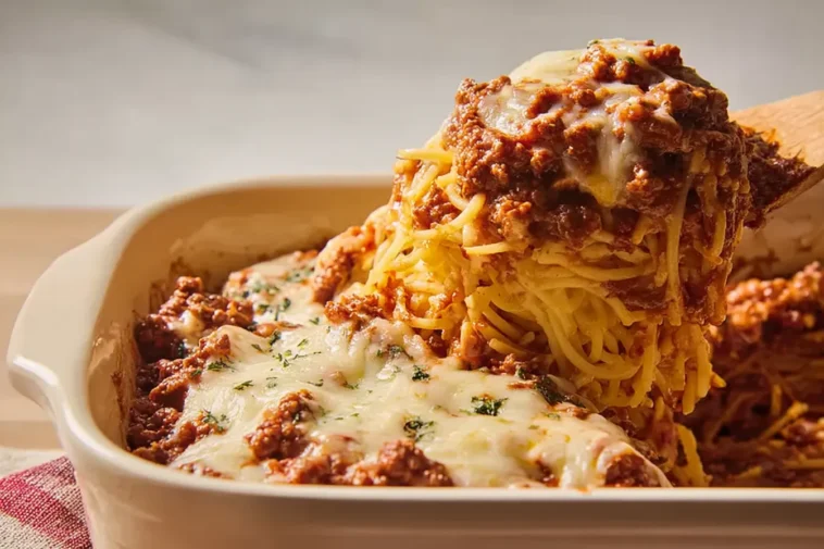 Delicious Baked Spaghetti in a Cheesy Topping