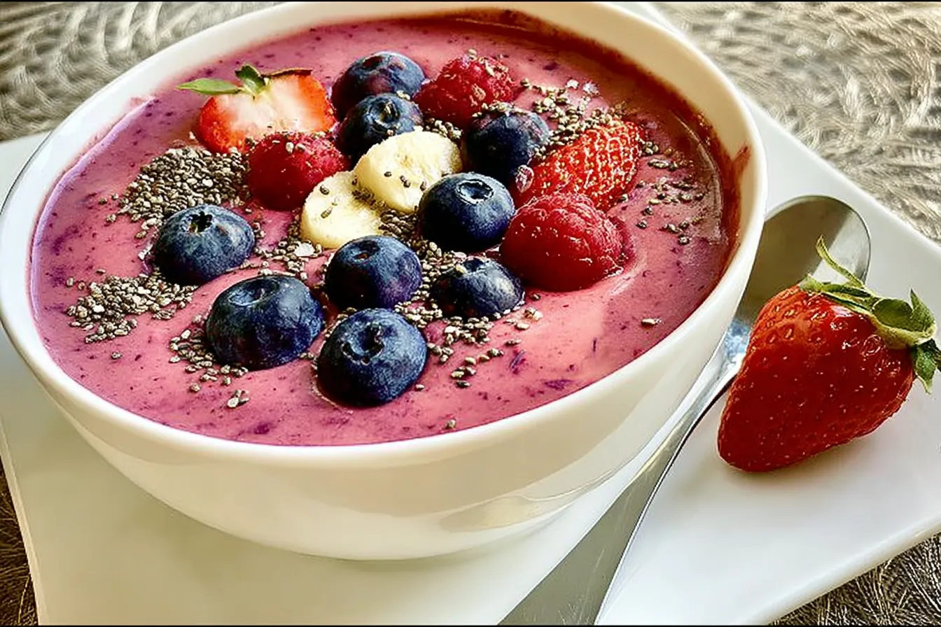 Berry Banana Smoothie Bowl: A Delightful Breakfast Treat 3 Berry Banana Smoothie Bowl in a Vibrant Bowl