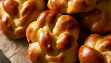 Homemade Braided Challah Buns Fresh Out of the Oven