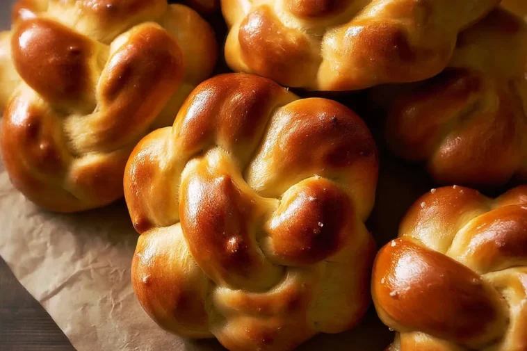 Homemade Braided Challah Buns Fresh Out of the Oven