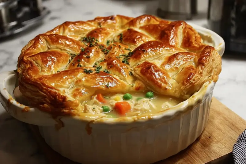 Chicken Pot Pie with Puff Pastry: Comfort Food Bliss 3 Delicious Chicken Pot Pie with Puff Pastry Slices