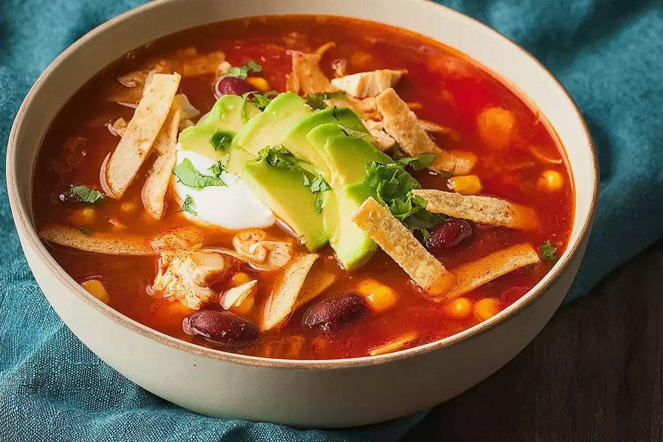 Delicious Chicken Tortilla Soup in a Bow