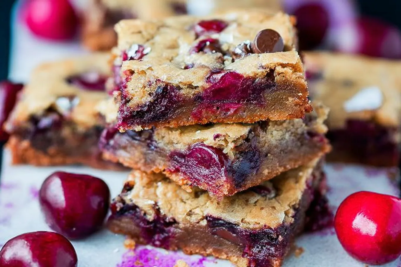 Chocolate Chip Cherry Bars: A Sweet Delight to Savor 3 Delicious Chocolate Chip Cherry Bars Ready to Enjoy