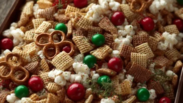 Delicious Christmas Crack Chex Mix in a Festive Bowl