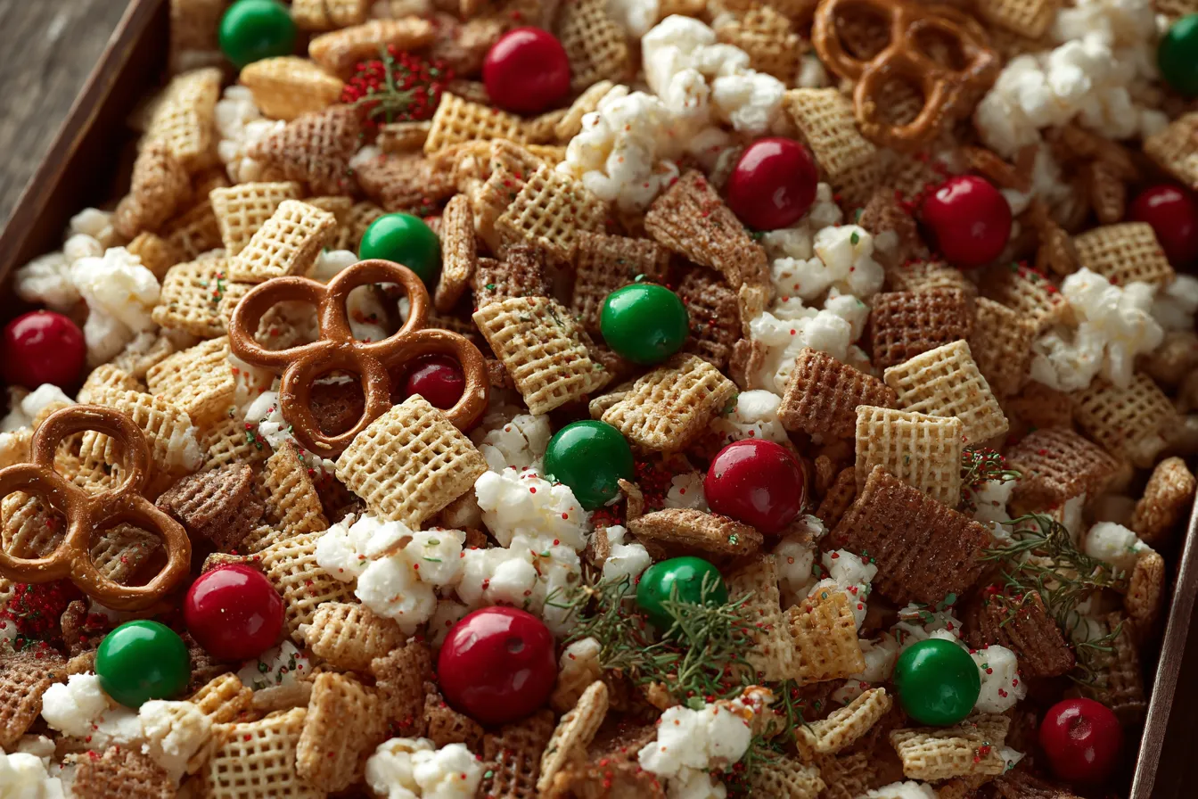 Christmas Crack Chex Mix: The Best Holiday Treat 3 Delicious Christmas Crack Chex Mix in a Festive Bowl