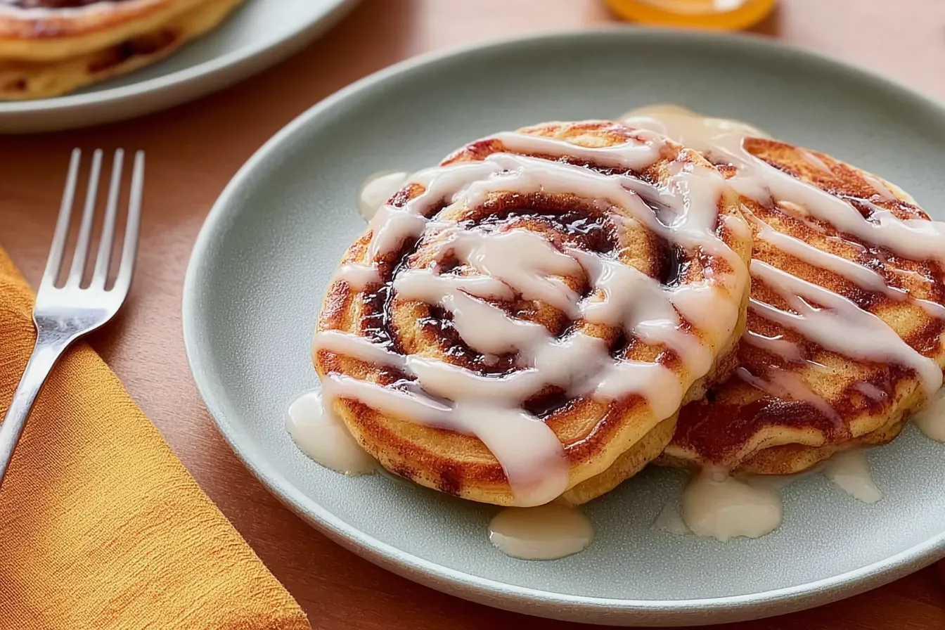 Cinnamon Roll Pancakes: A Sweet Morning Treat 3 Delicious Cinnamon Roll Pancakes Served Fresh